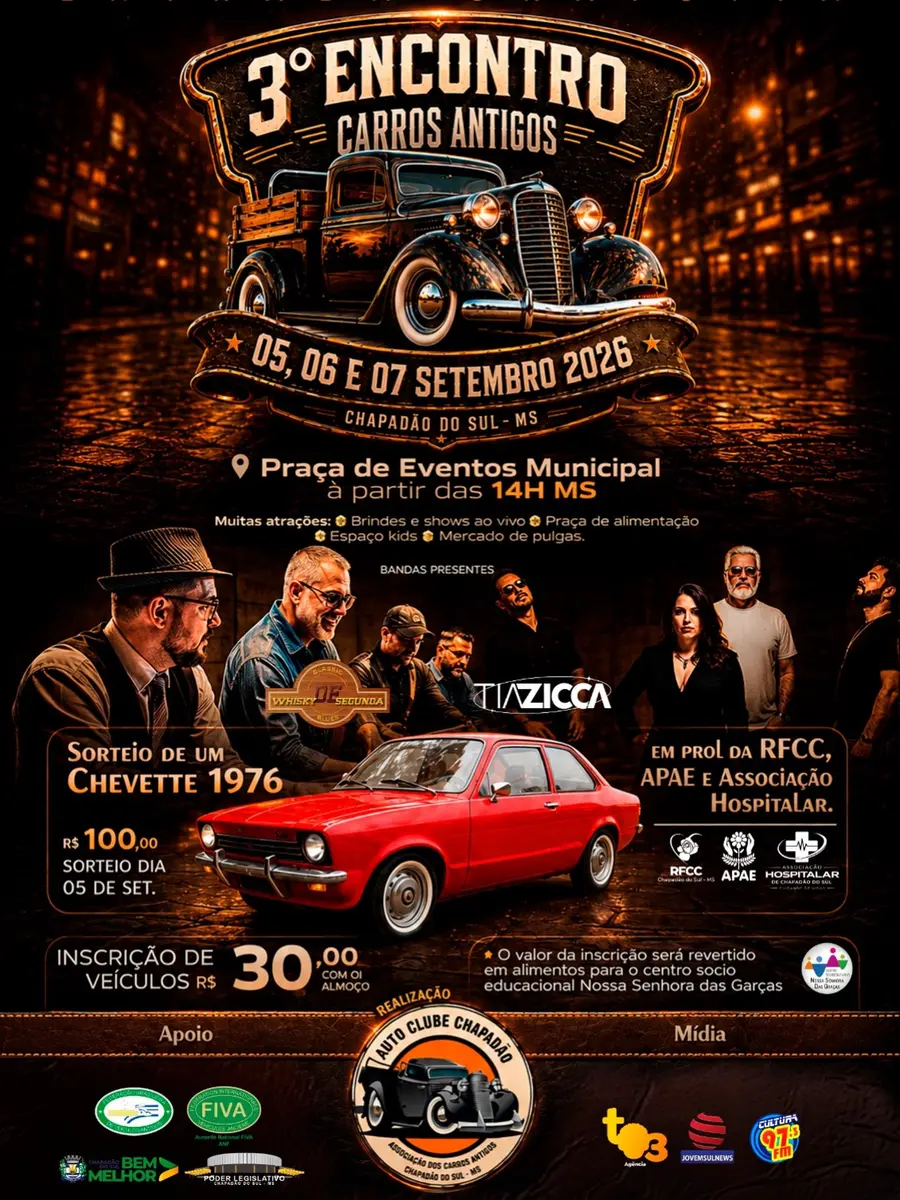 3º ENCONTRO DE CARROS ANTIGOS ESTÁ CHEGANDO!