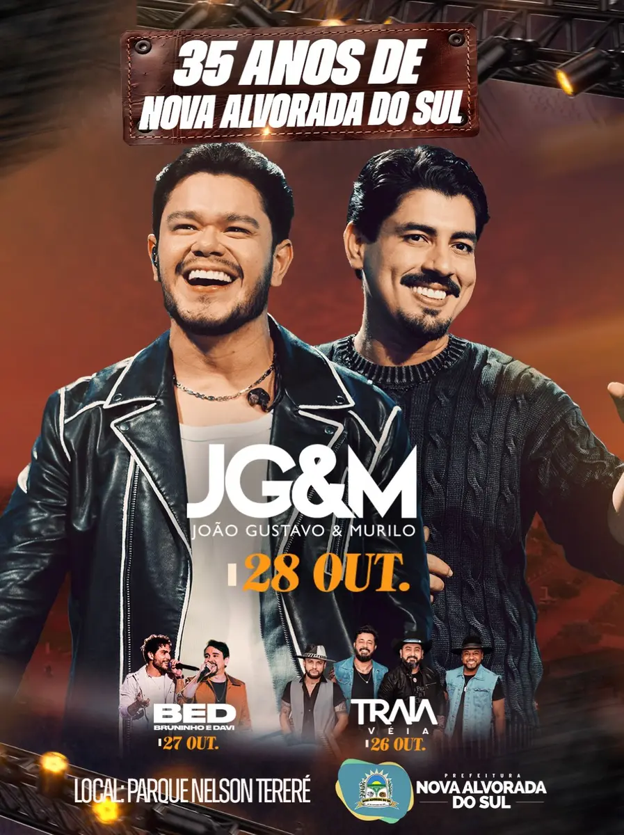 Nova Alvorada do Sul comemora 35 anos com três noites de shows no Parque Nelson Tererê